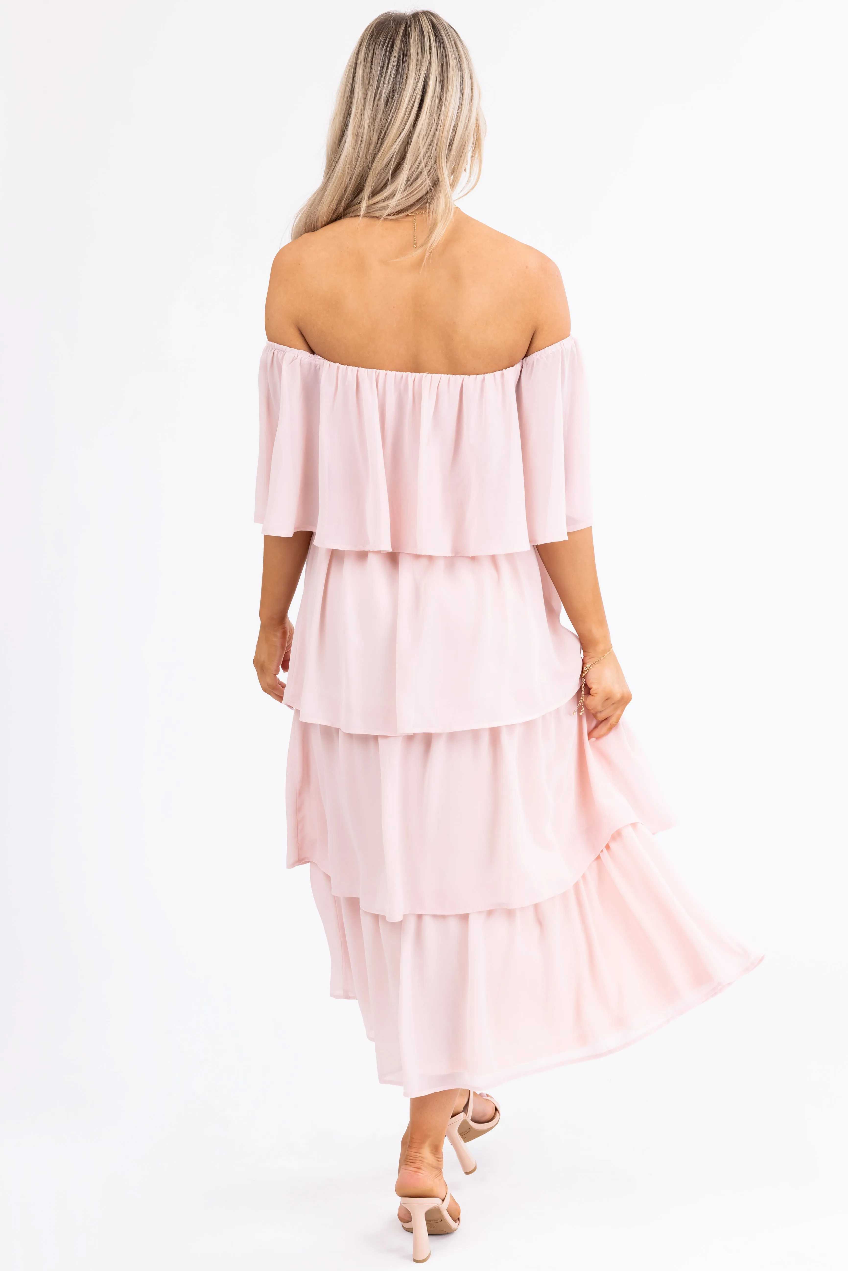 Cherry Blossom Off Shoulder Ruffle Midi Dress