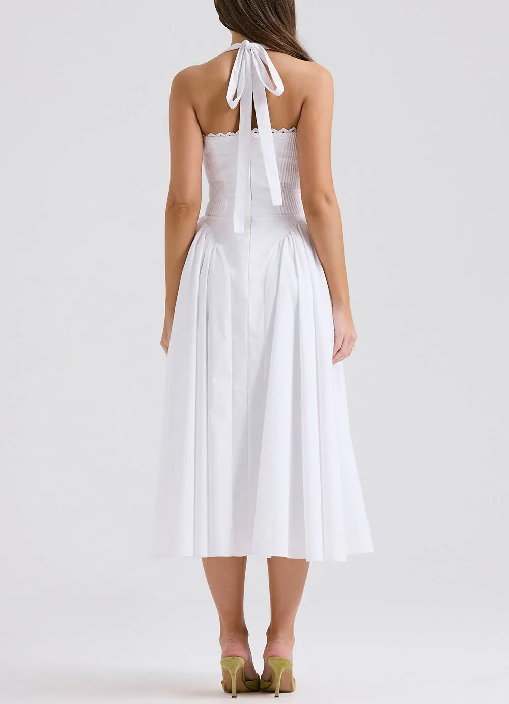 Christina White Halter Midi Dress