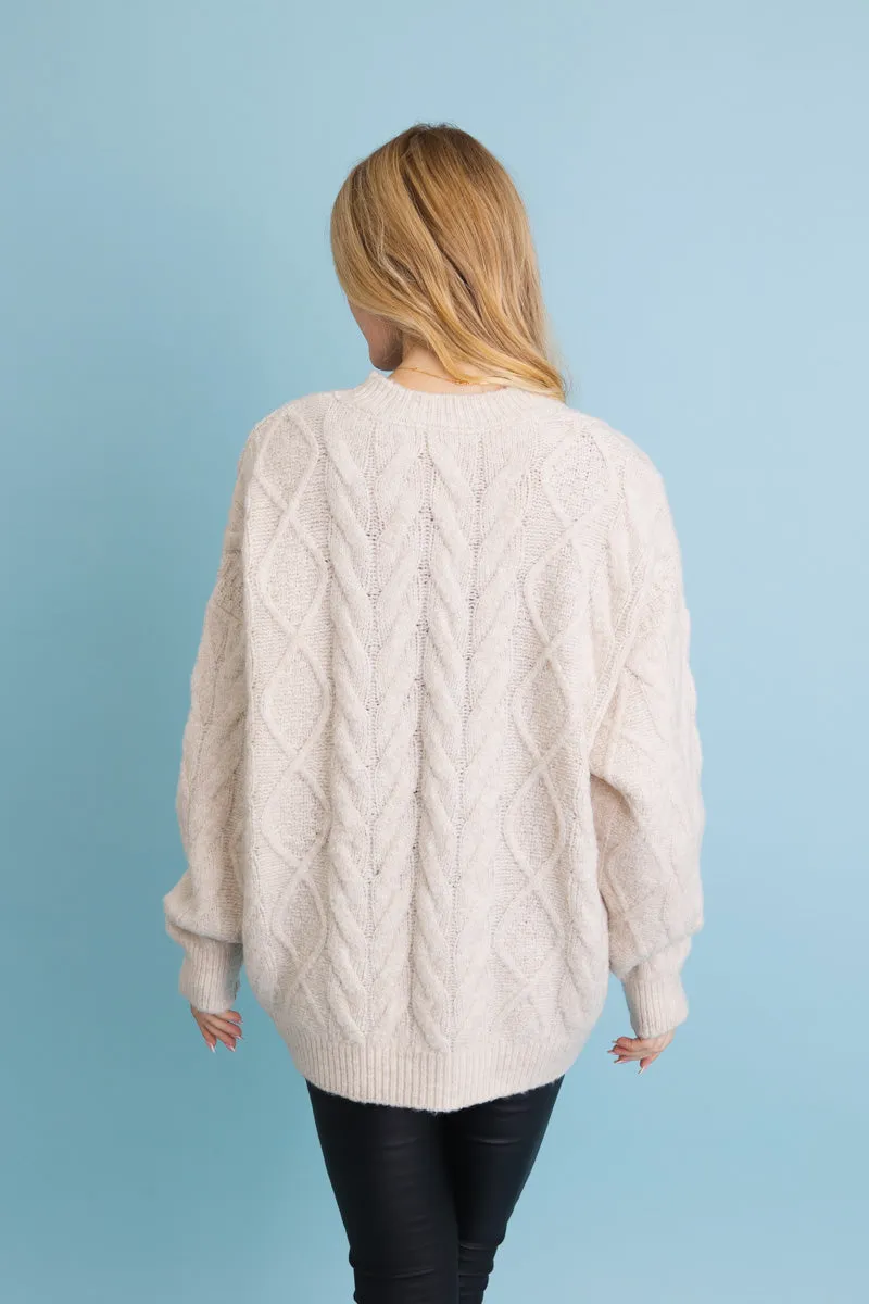 Classic Soft Cable Knit Pullover Sweater