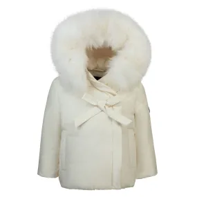 coat wrap down with fur - ivory