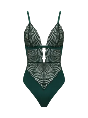 Coco de Mer Athena Bodysuit in Deep Green