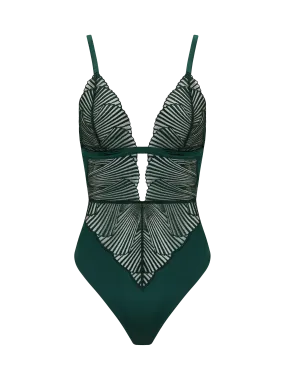 Coco de Mer Athena Bodysuit in Deep Green