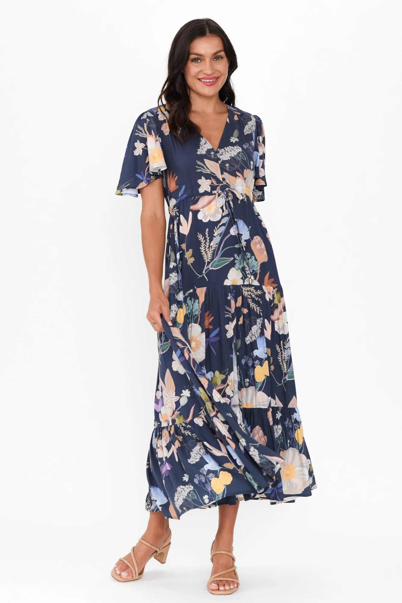 Cooper Navy Bloom Tier Dress