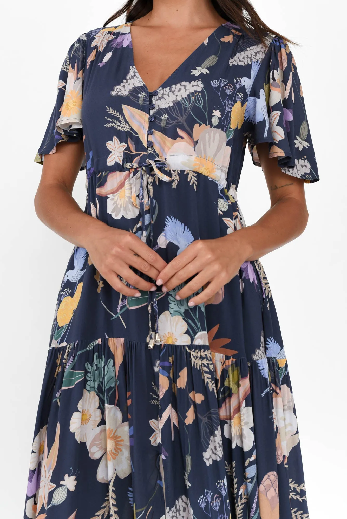 Cooper Navy Bloom Tier Dress