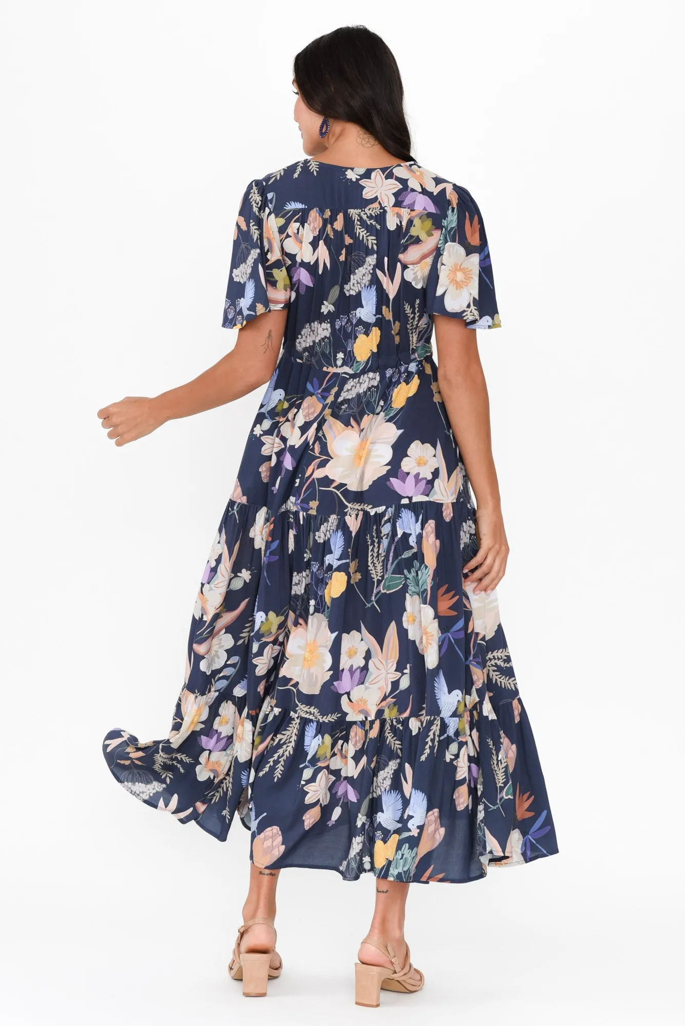 Cooper Navy Bloom Tier Dress