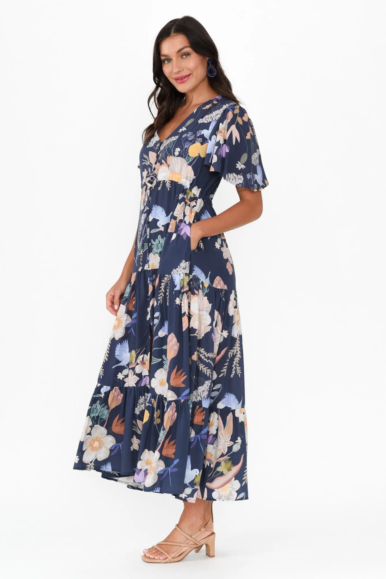 Cooper Navy Bloom Tier Dress