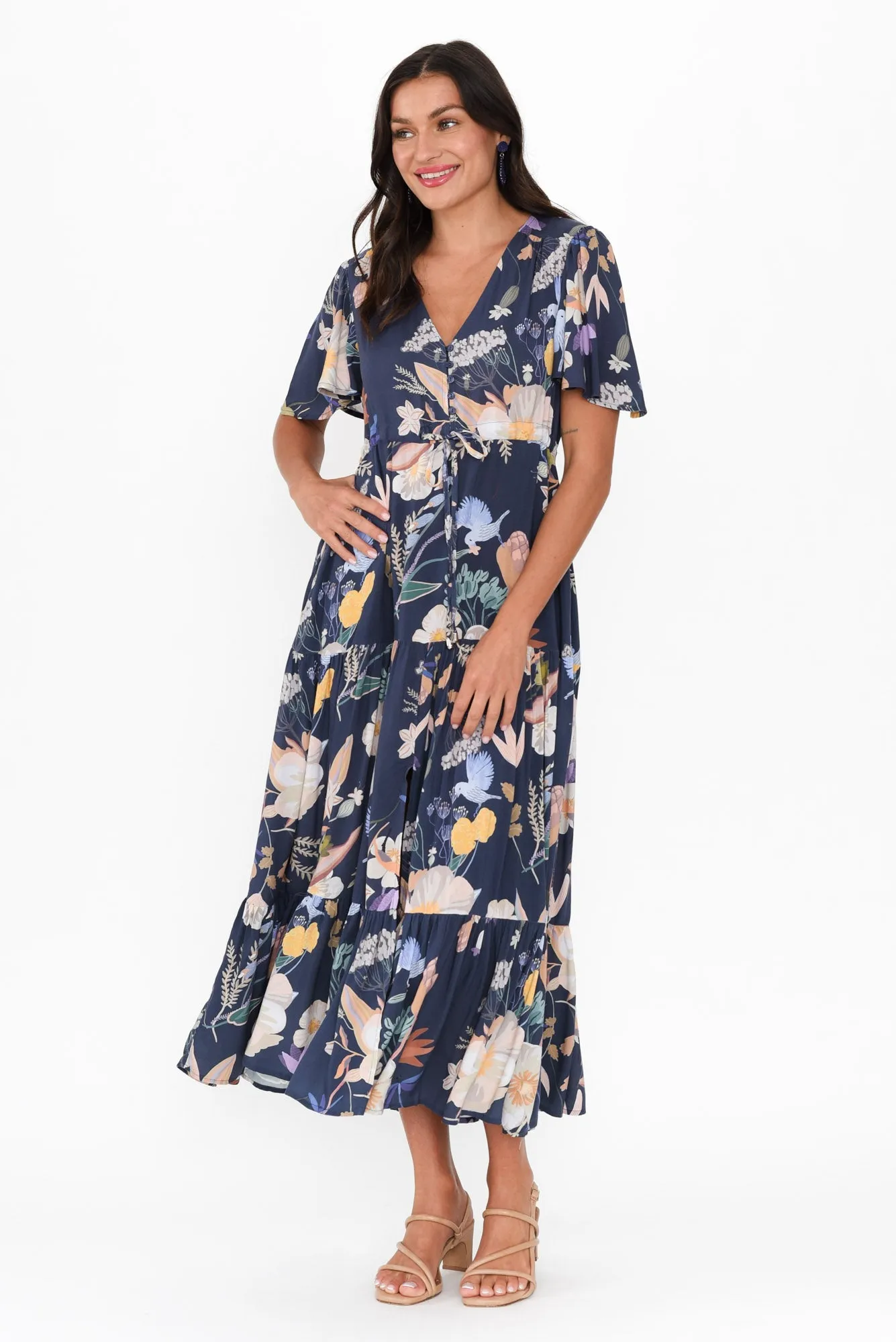 Cooper Navy Bloom Tier Dress