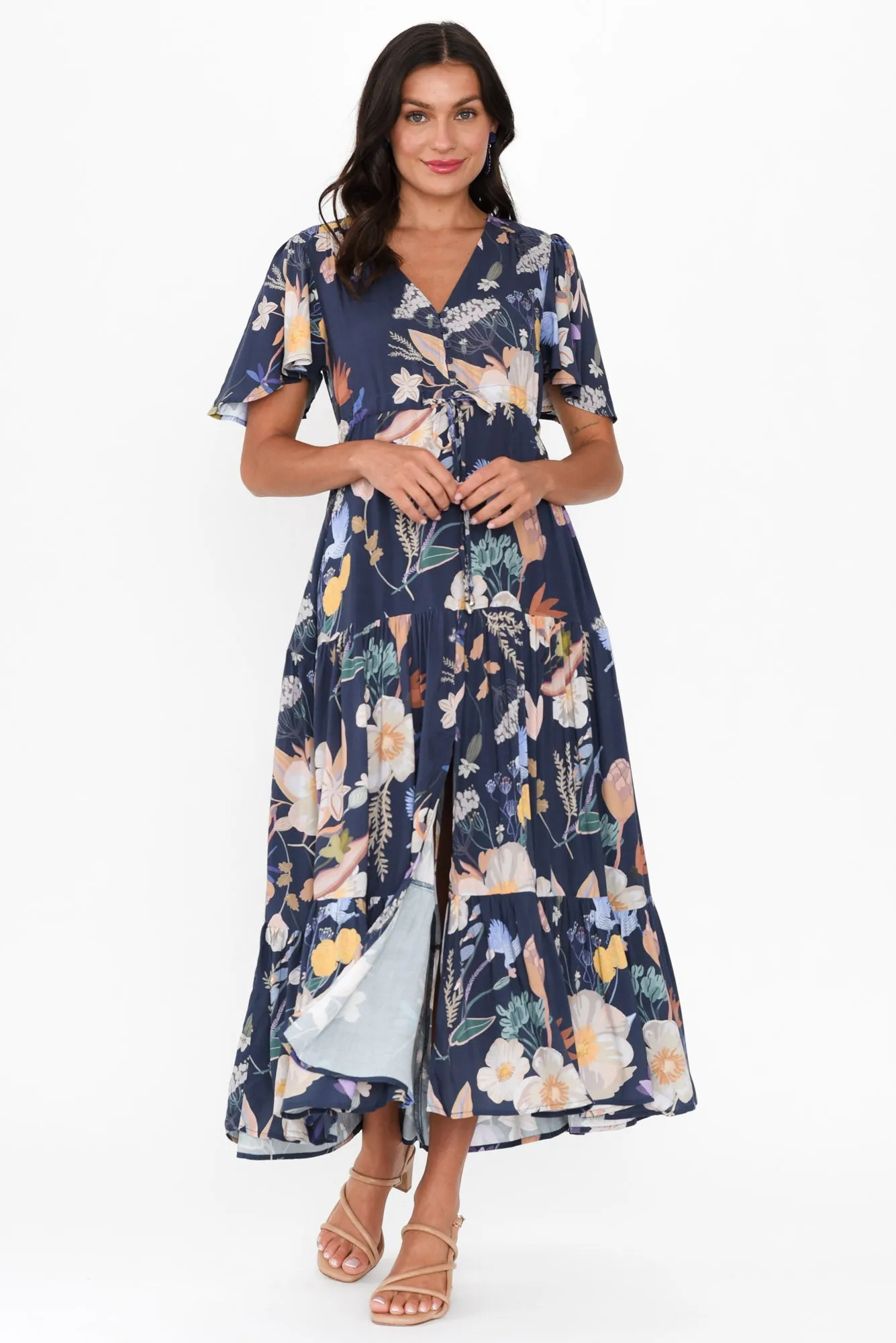 Cooper Navy Bloom Tier Dress