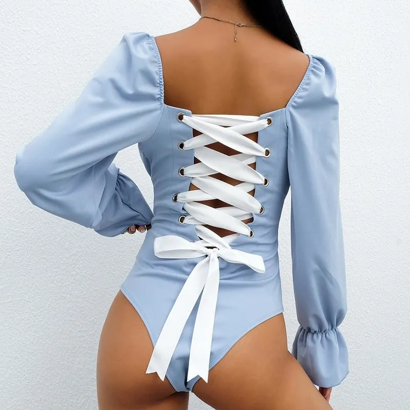 Corset Back Onesie (Up to 5XL   3 Colors)