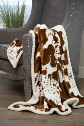 Cowhide Hair On Hide Plush Sherpa Throw Blanket