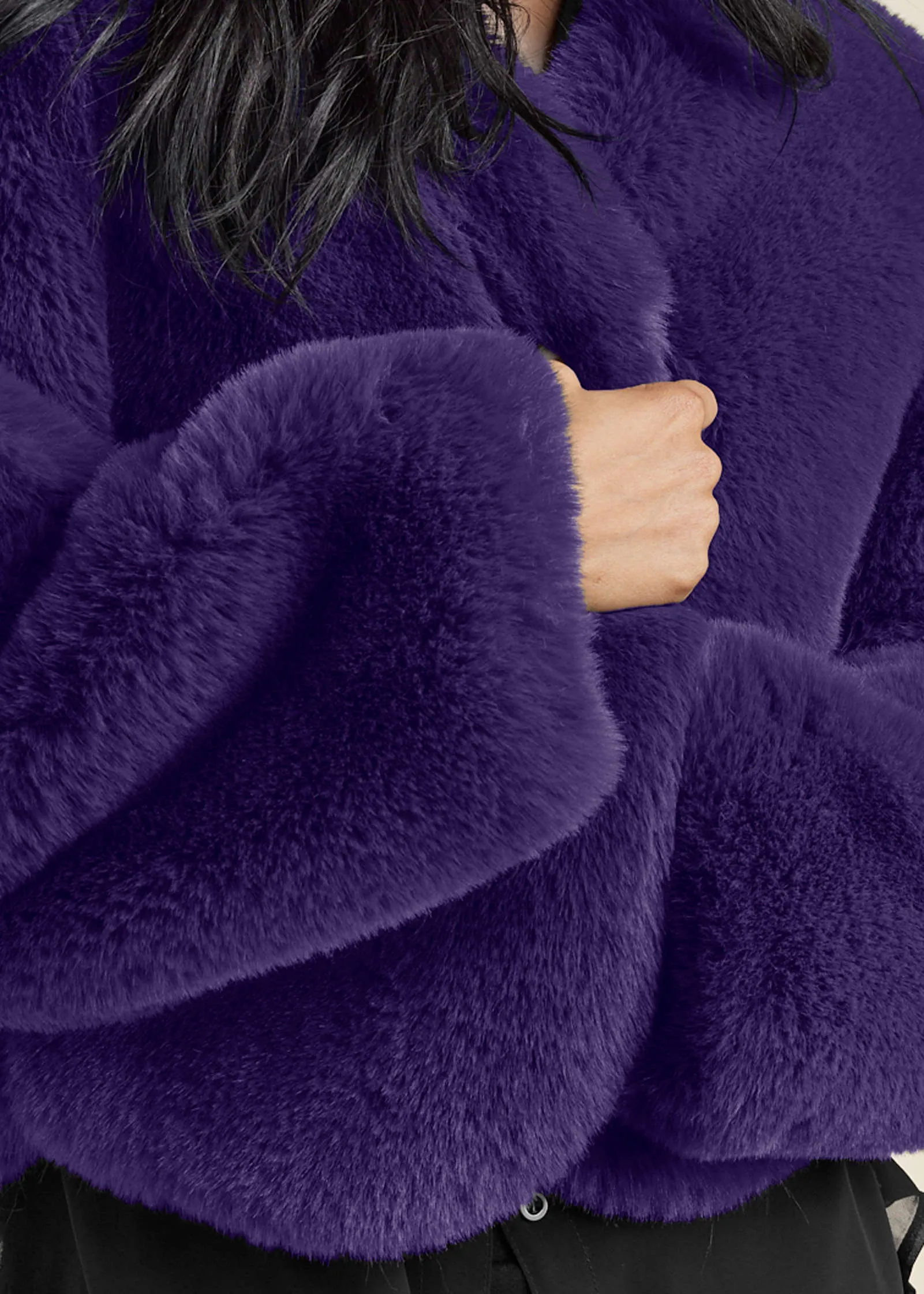 Cropped Faux Fur Coat - Violet Indigo