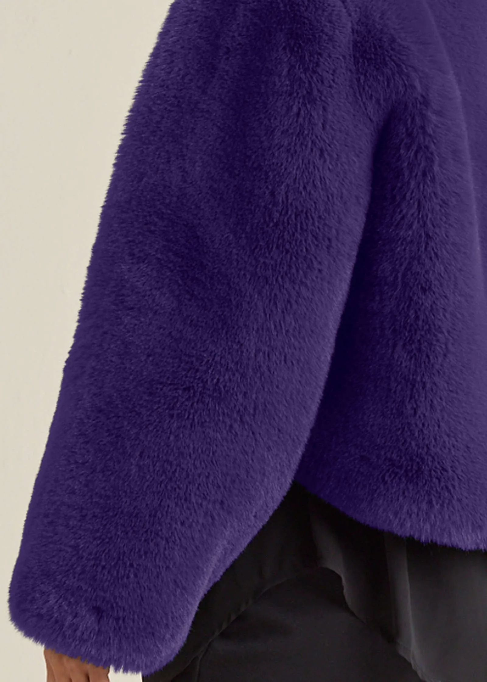 Cropped Faux Fur Coat - Violet Indigo