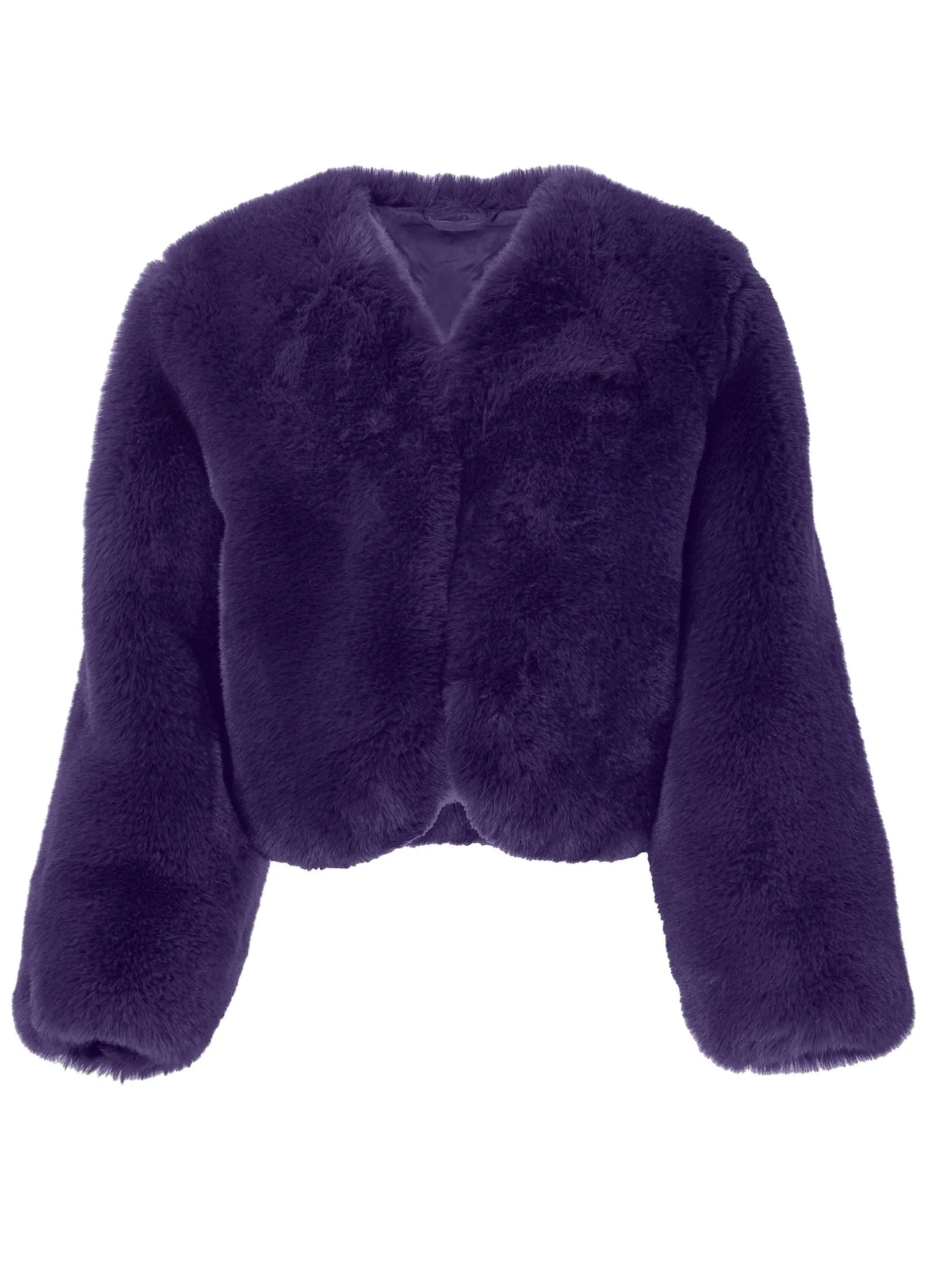 Cropped Faux Fur Coat - Violet Indigo