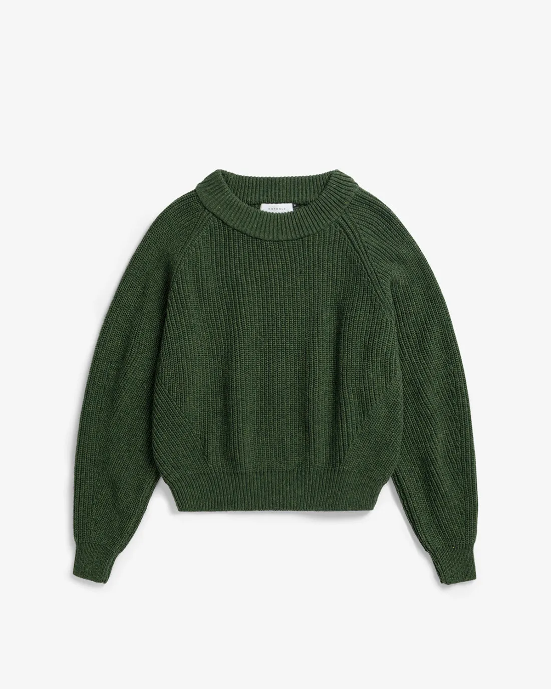 Cropped Knit Sweater Wool-Blend Green