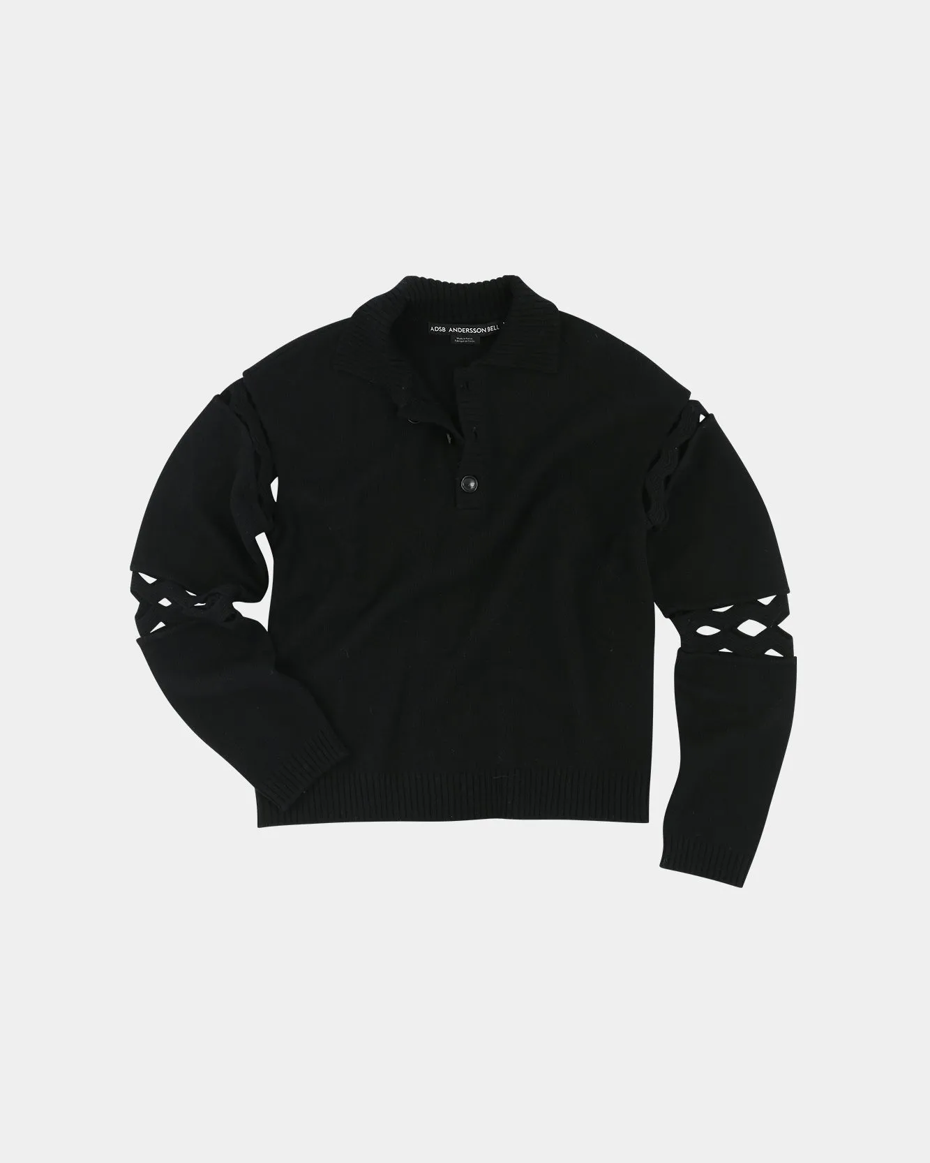 CUT OUT POLO SWEATER atb1158m(BLACK)