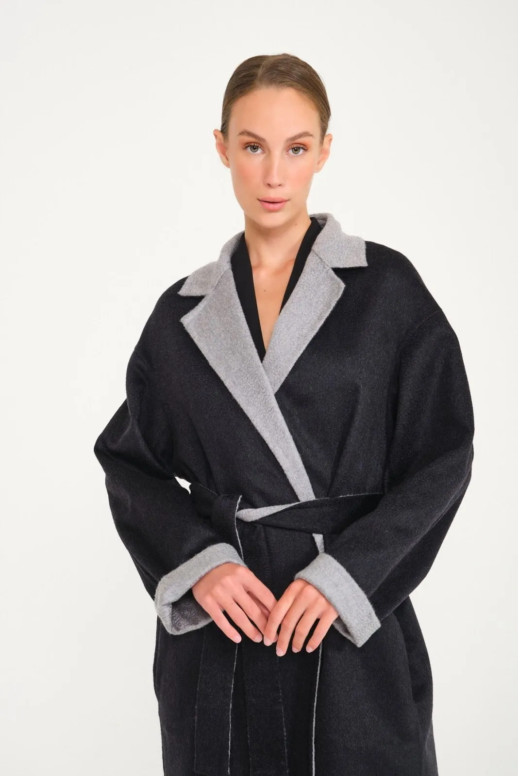 Dark Grey / Grey Double Face Cashmere Coat