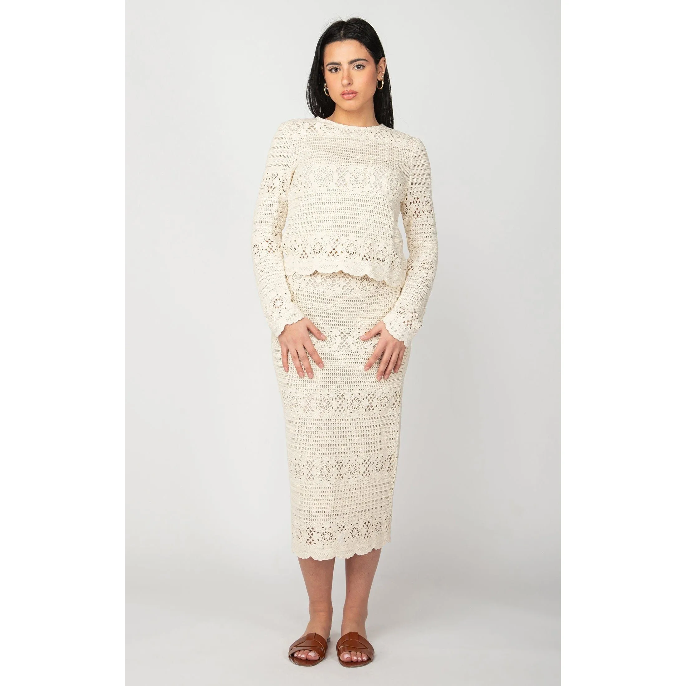 Dex Crochet Midi Skirt