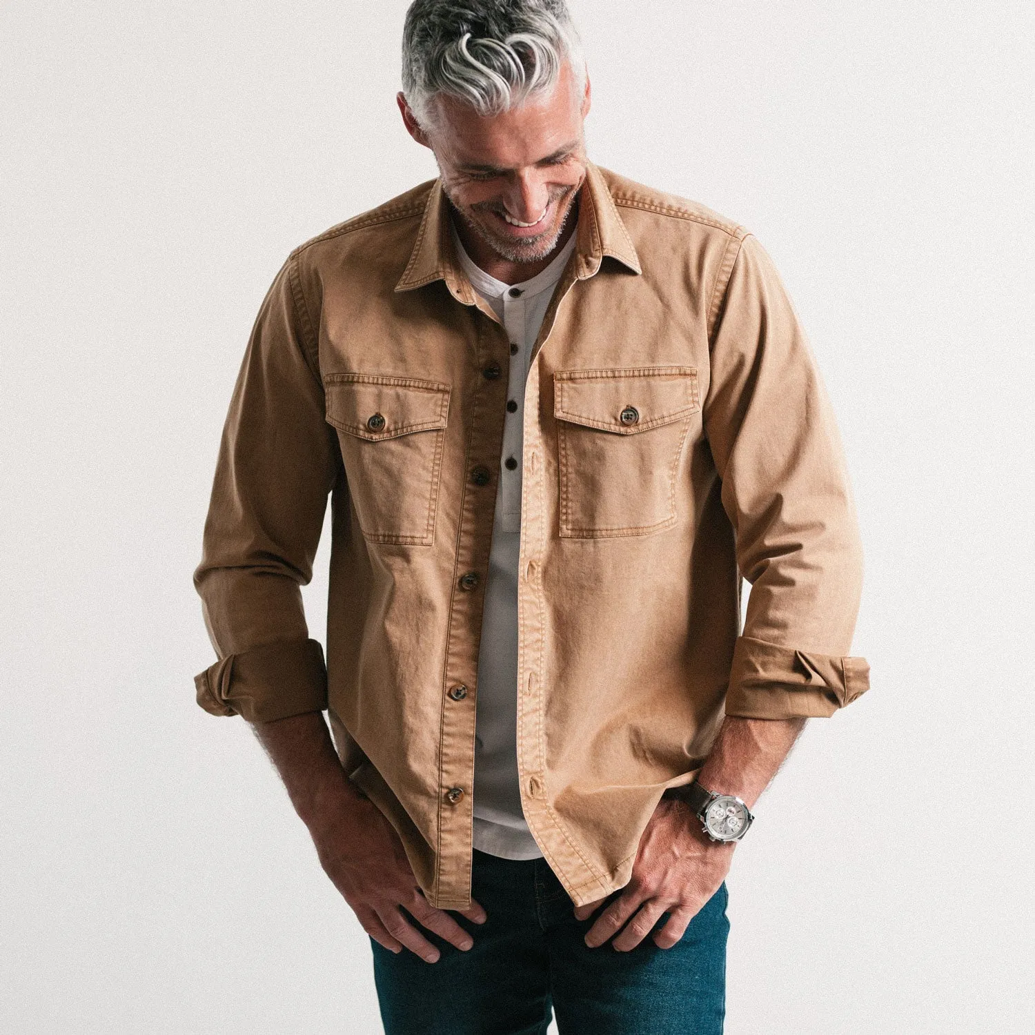 Distiller Shirt Jacket - Khaki Heavy Twill