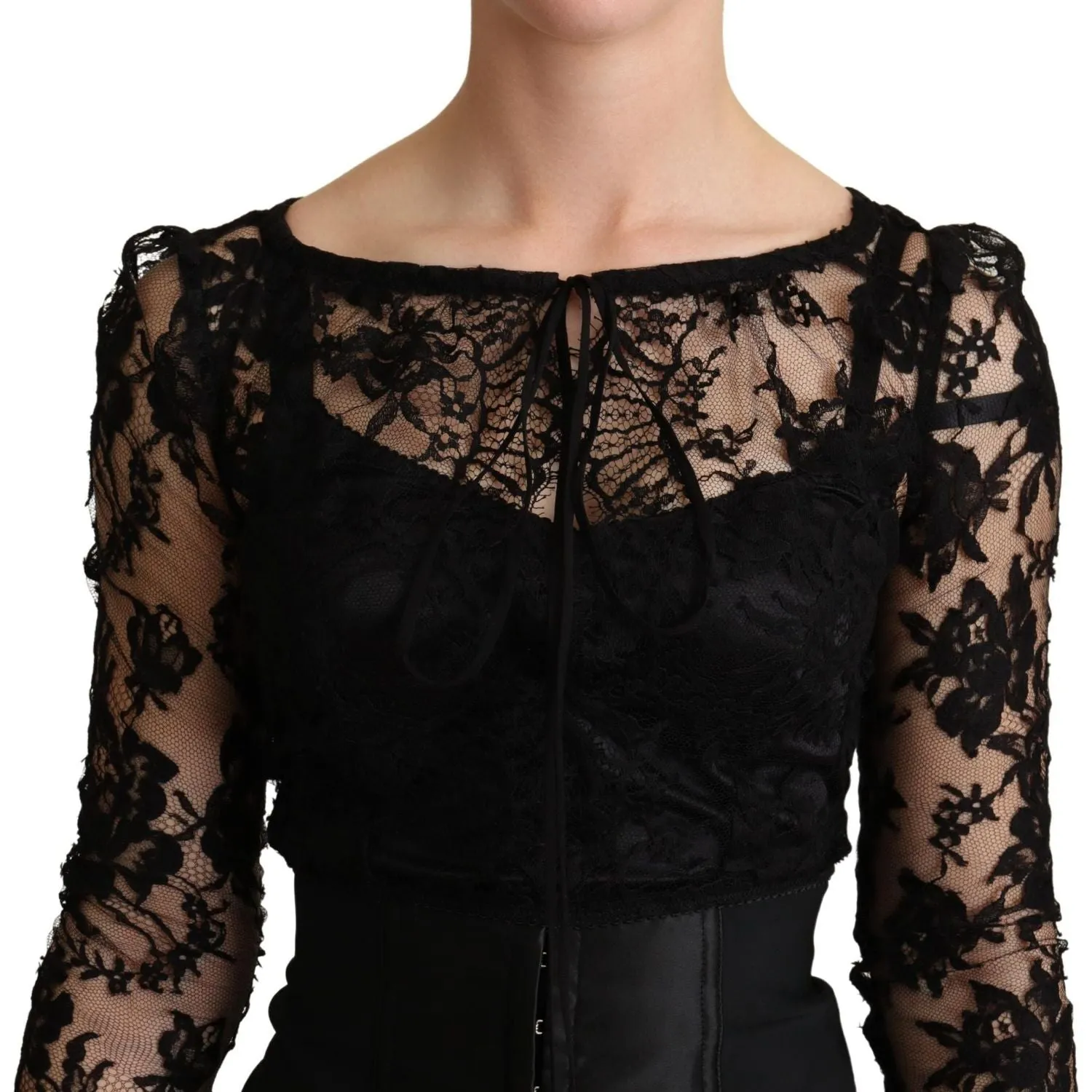 Dolce & Gabbana Elegant Black Lace Mini-Dress Delight