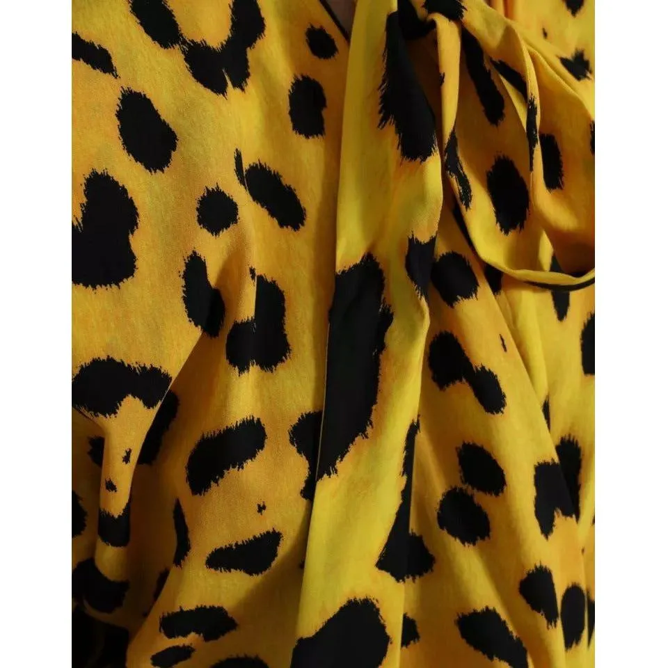 Dolce & Gabbana Yellow Leopard Print Long Sleeves Top Blouse