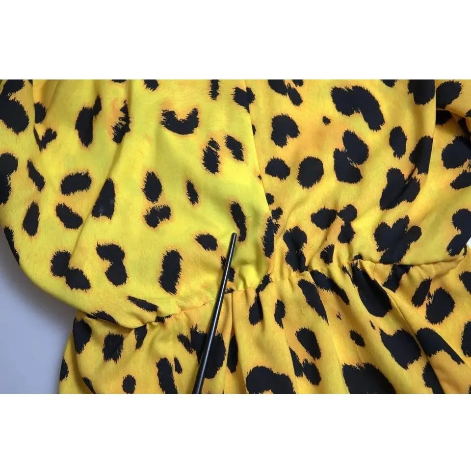 Dolce & Gabbana Yellow Leopard Print Long Sleeves Top Blouse