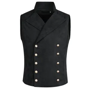 Double Breasted Velvet Gothic Steampunk Black Dress Vest