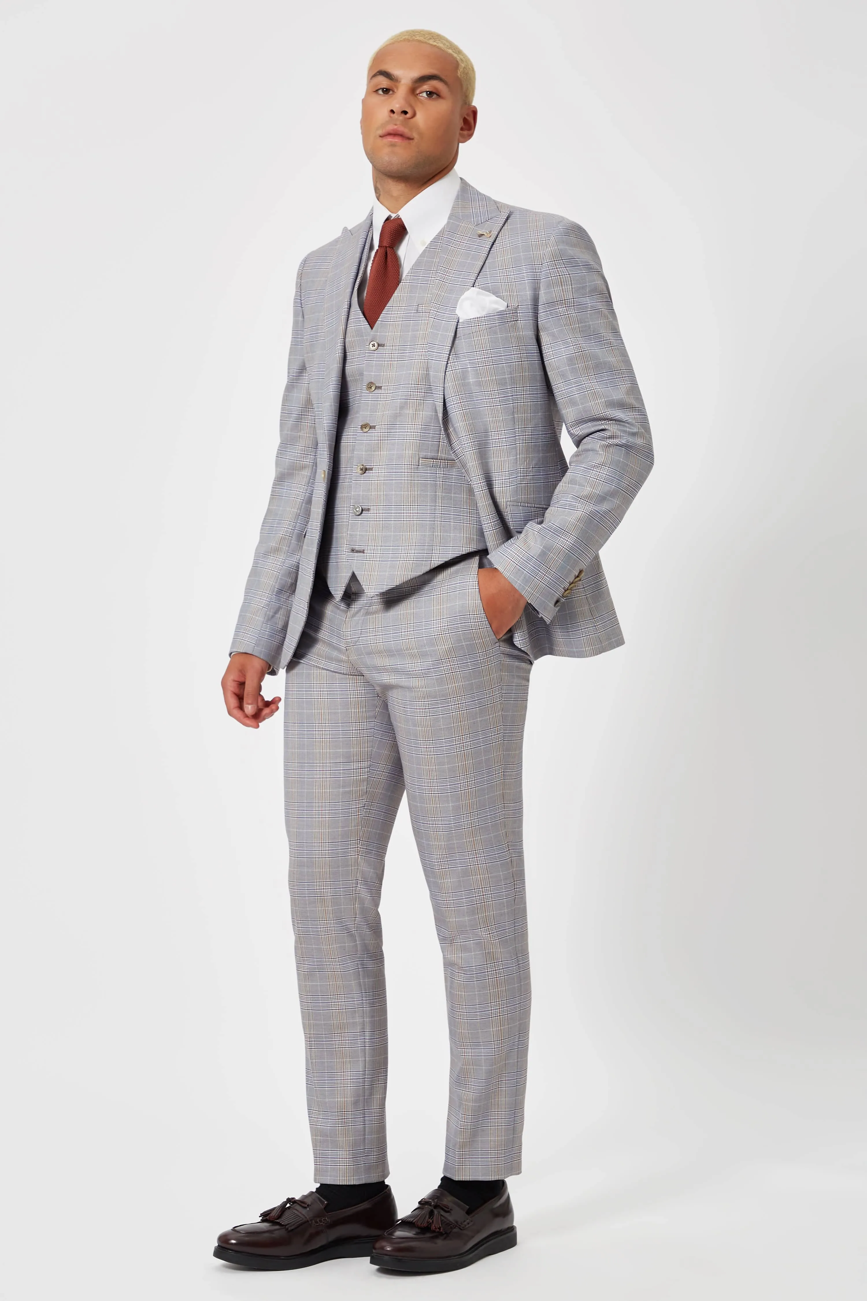 Earlswood Slim Fit Grey Check Trousers - ARCHIVE