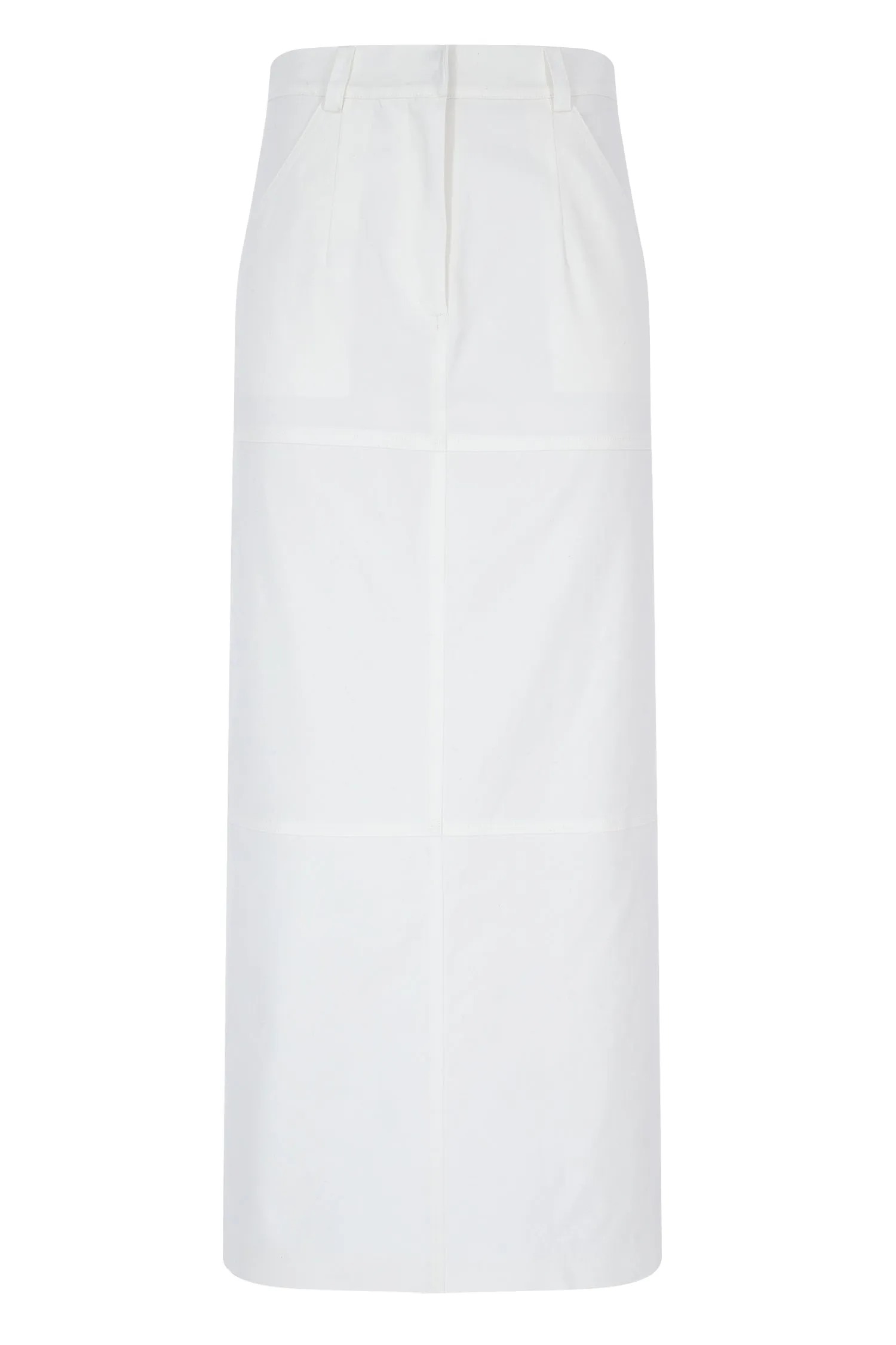 Ecru Canvas Midi Skirt