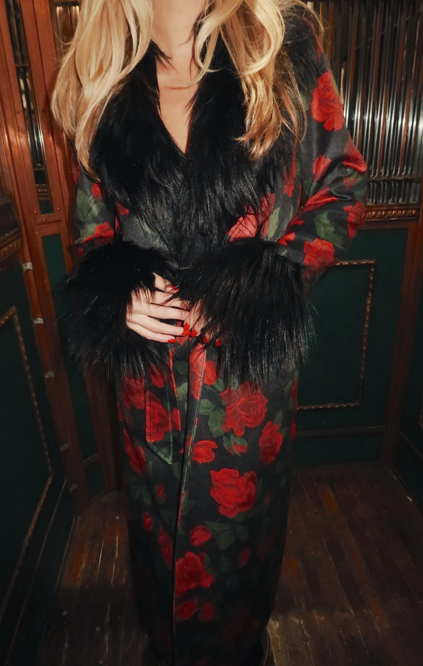 Elaine Coat ~ Send Me Roses with Faux Fur