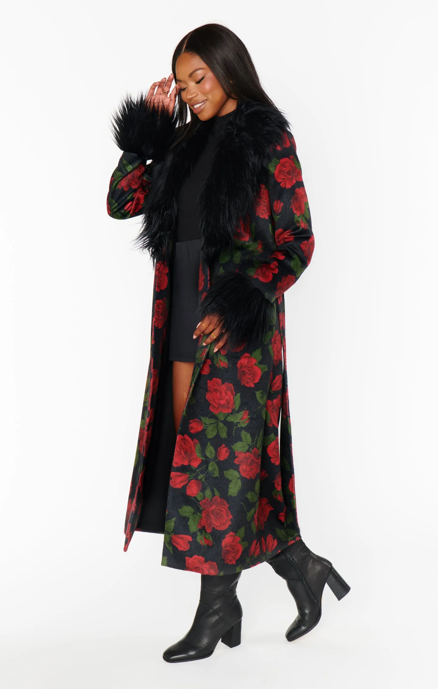 Elaine Coat ~ Send Me Roses with Faux Fur