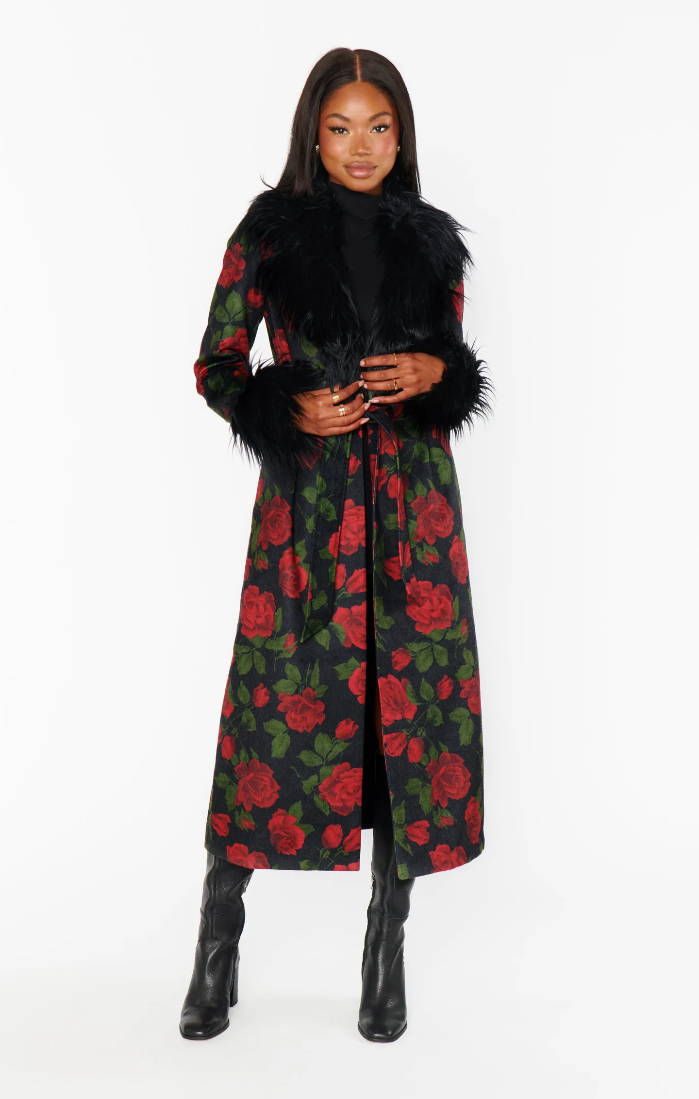 Elaine Coat ~ Send Me Roses with Faux Fur