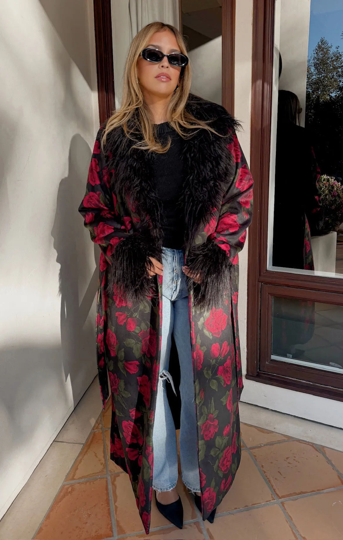 Elaine Coat ~ Send Me Roses with Faux Fur