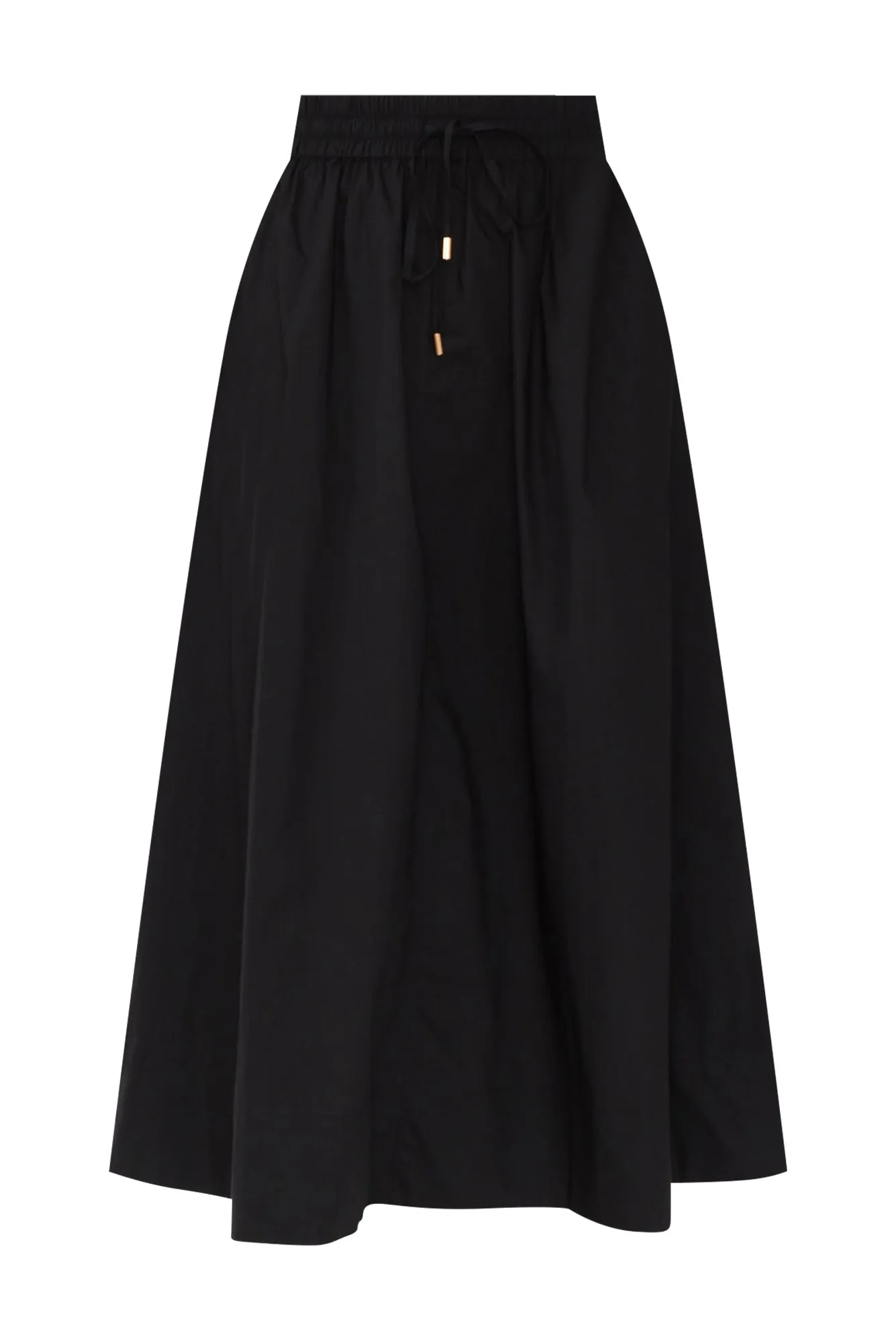 Eliza Black Cotton Drawstring Skirt