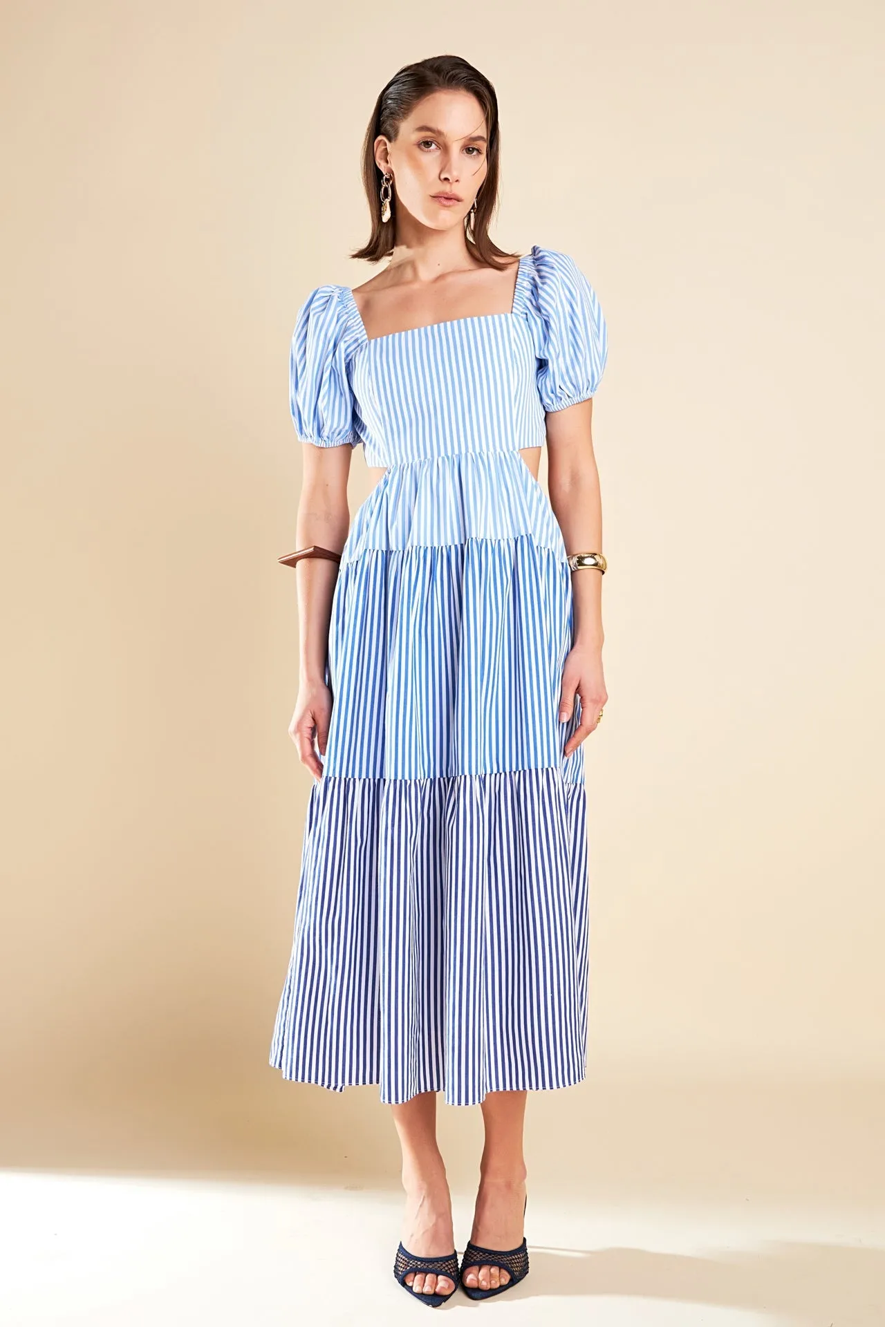 English Factory - Stripe Color Block Midi Dress