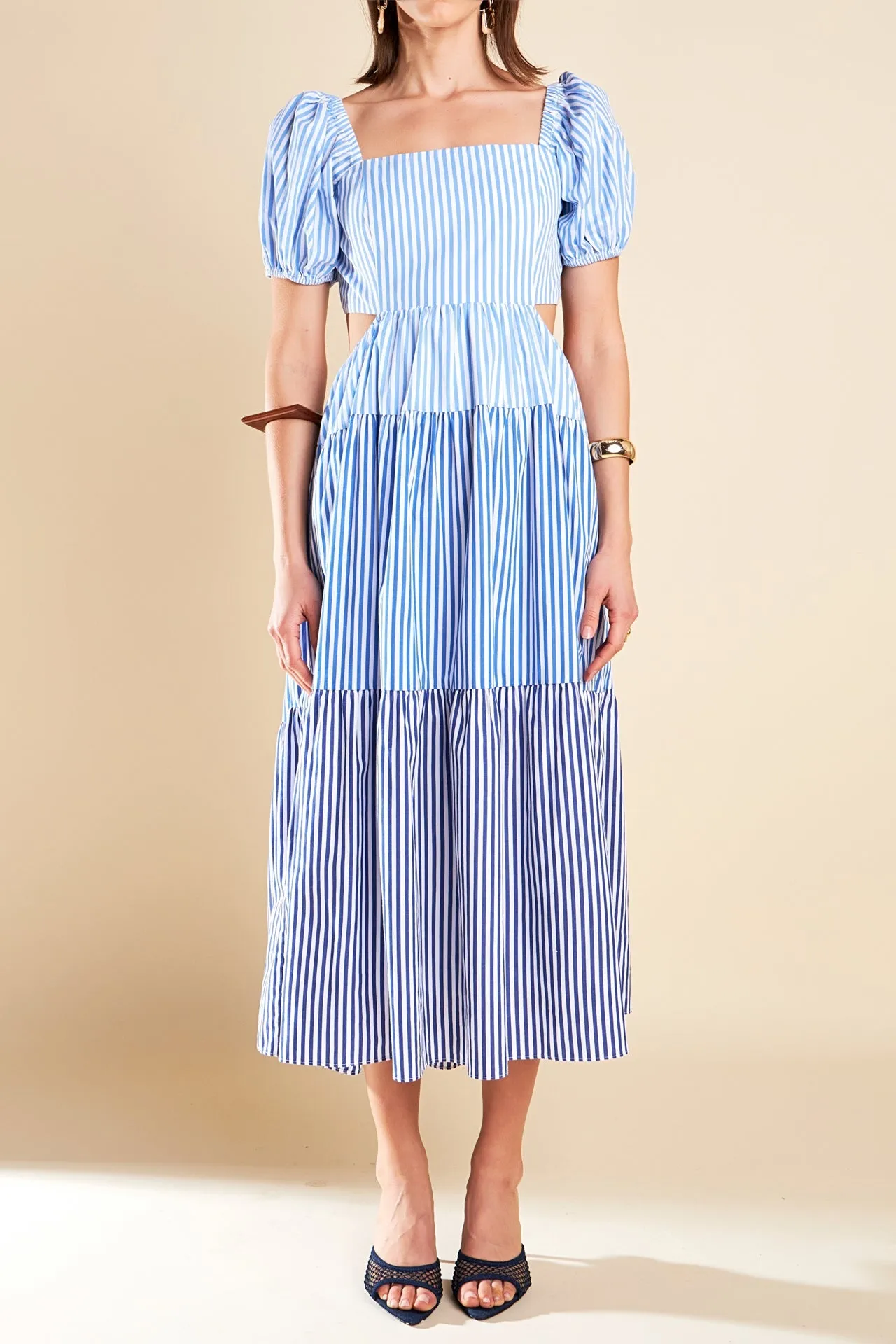 English Factory - Stripe Color Block Midi Dress