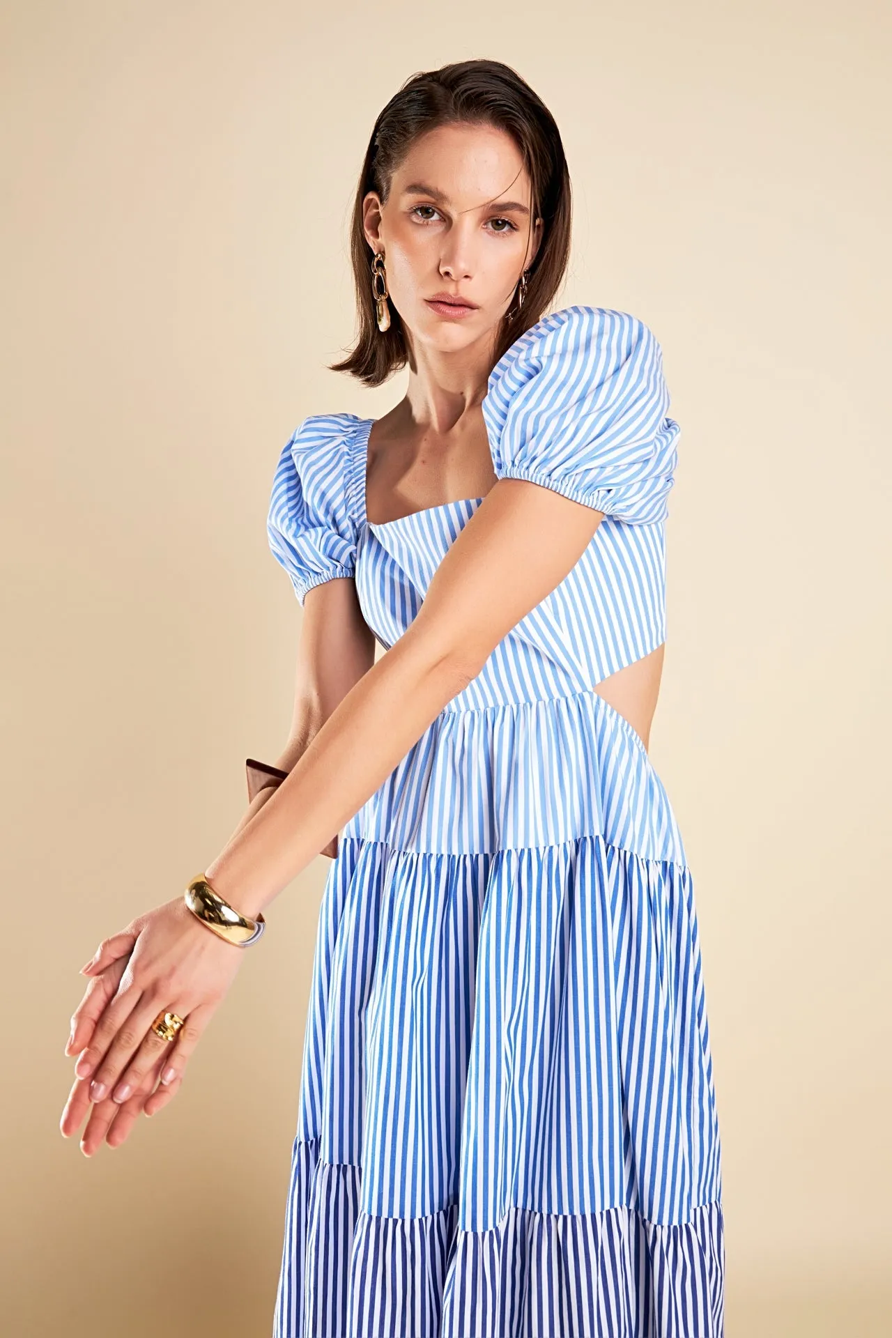 English Factory - Stripe Color Block Midi Dress