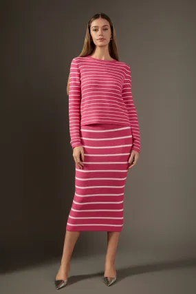 English Factory - Stripe Knit Midi Skirt