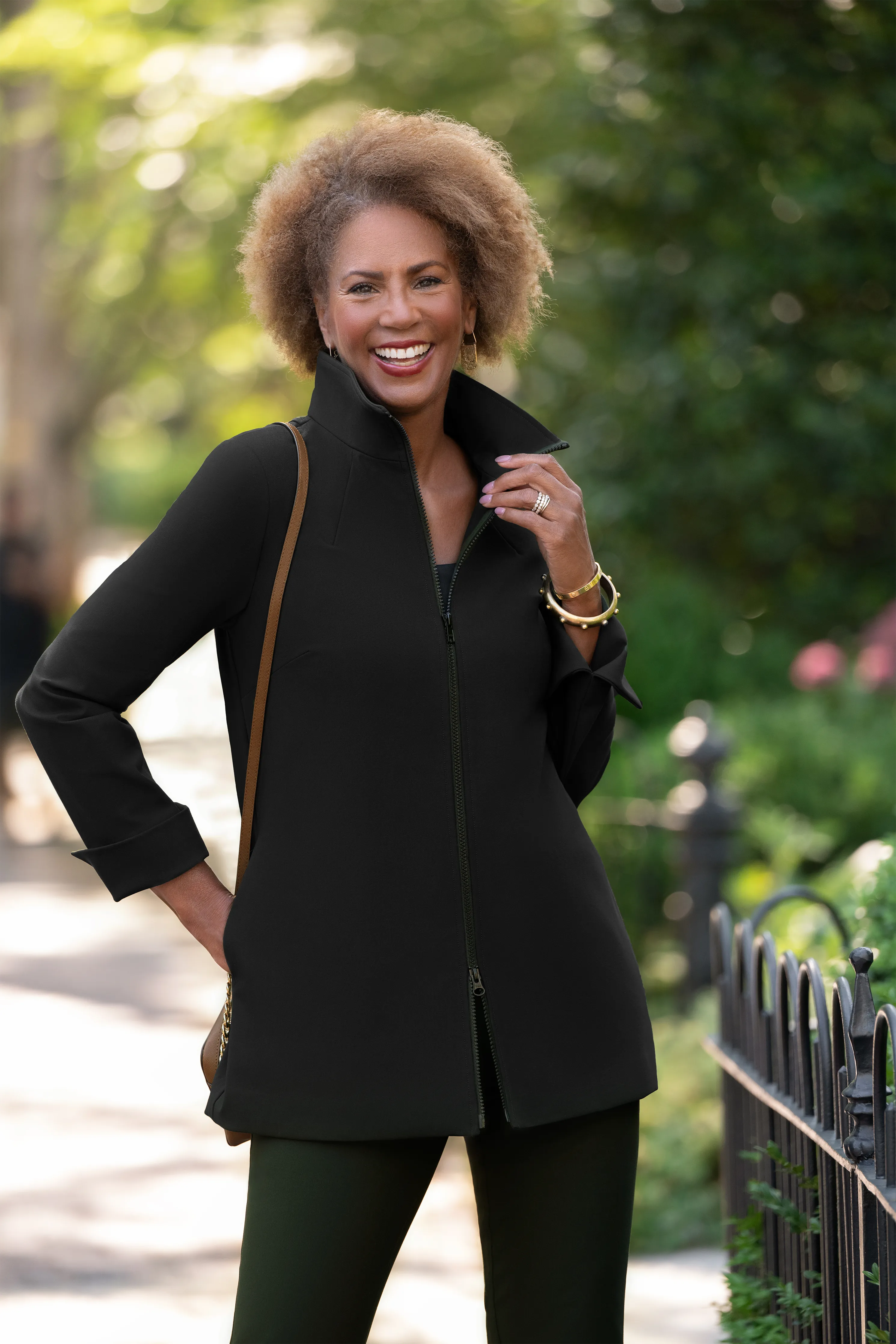 Equestrian Stretch Cotton Zip Swing Jacket