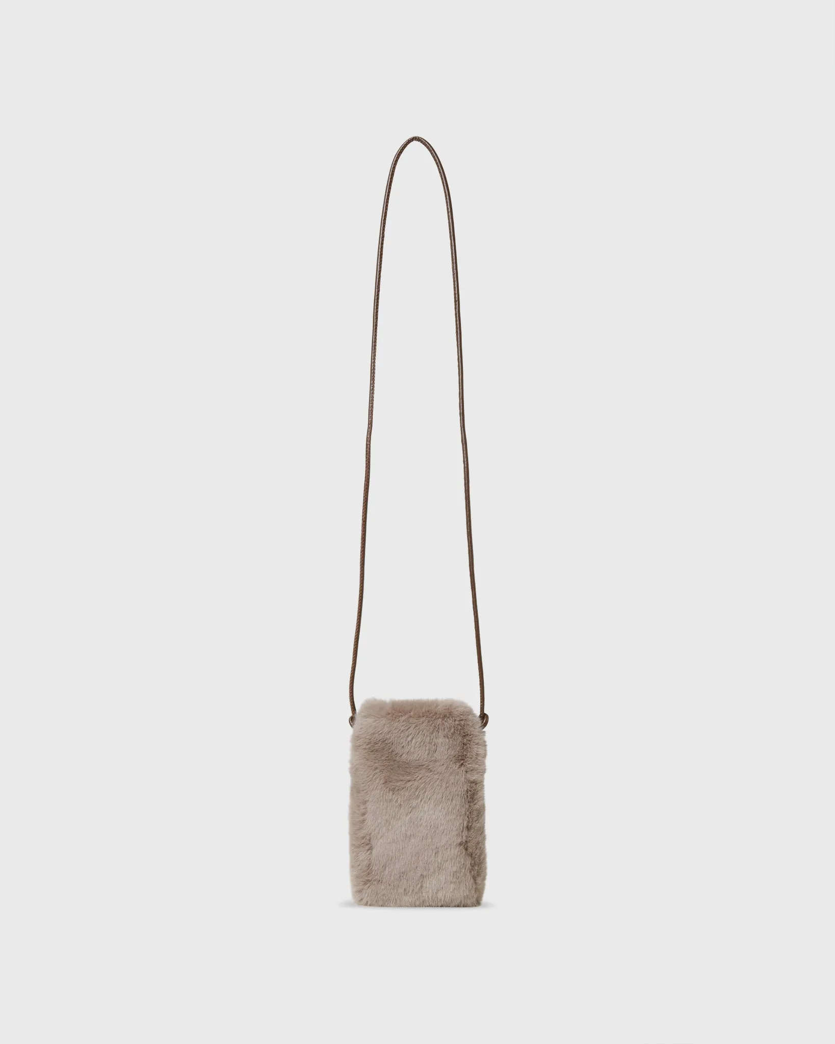 Faux Fur Cell Phone Bag in Taupe