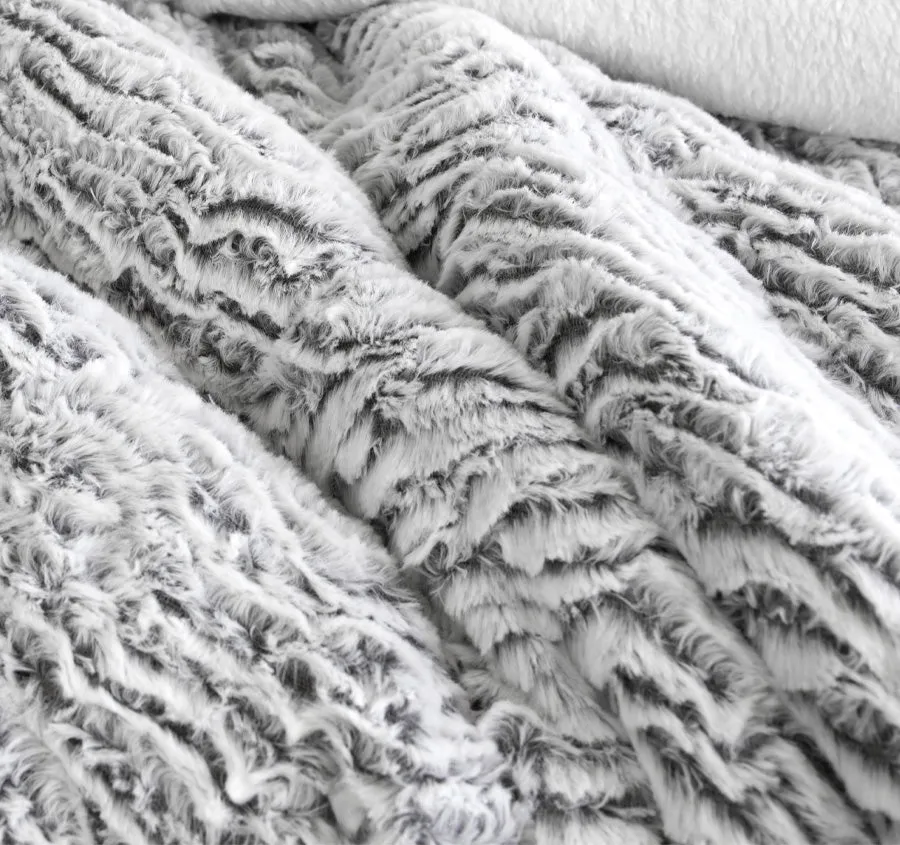 Faux Fur Sherpa Comforter Set Silver