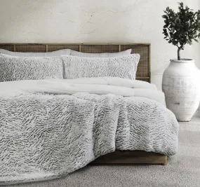 Faux Fur Sherpa Comforter Set Silver