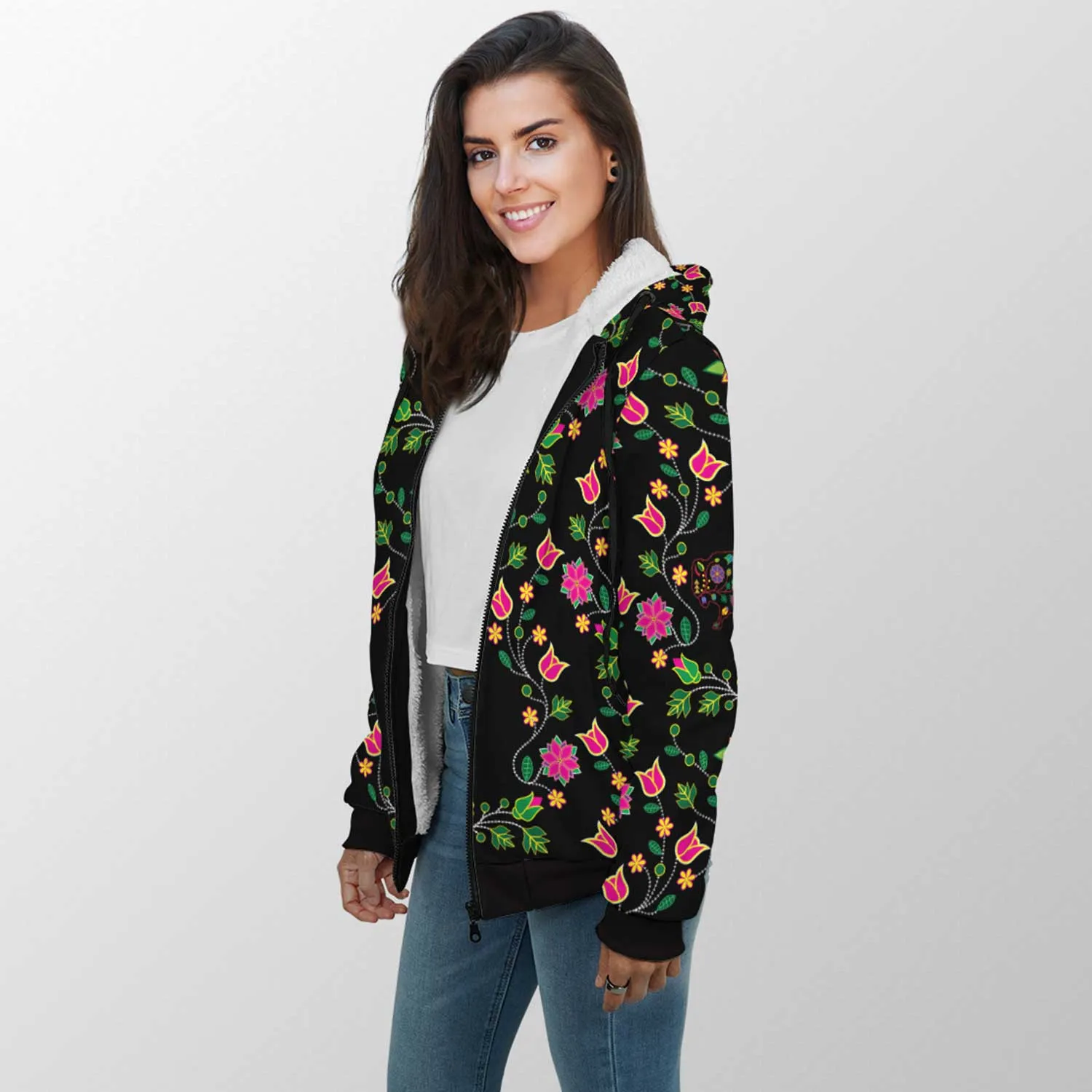 Floral Buffalo Sherpa Hoodie