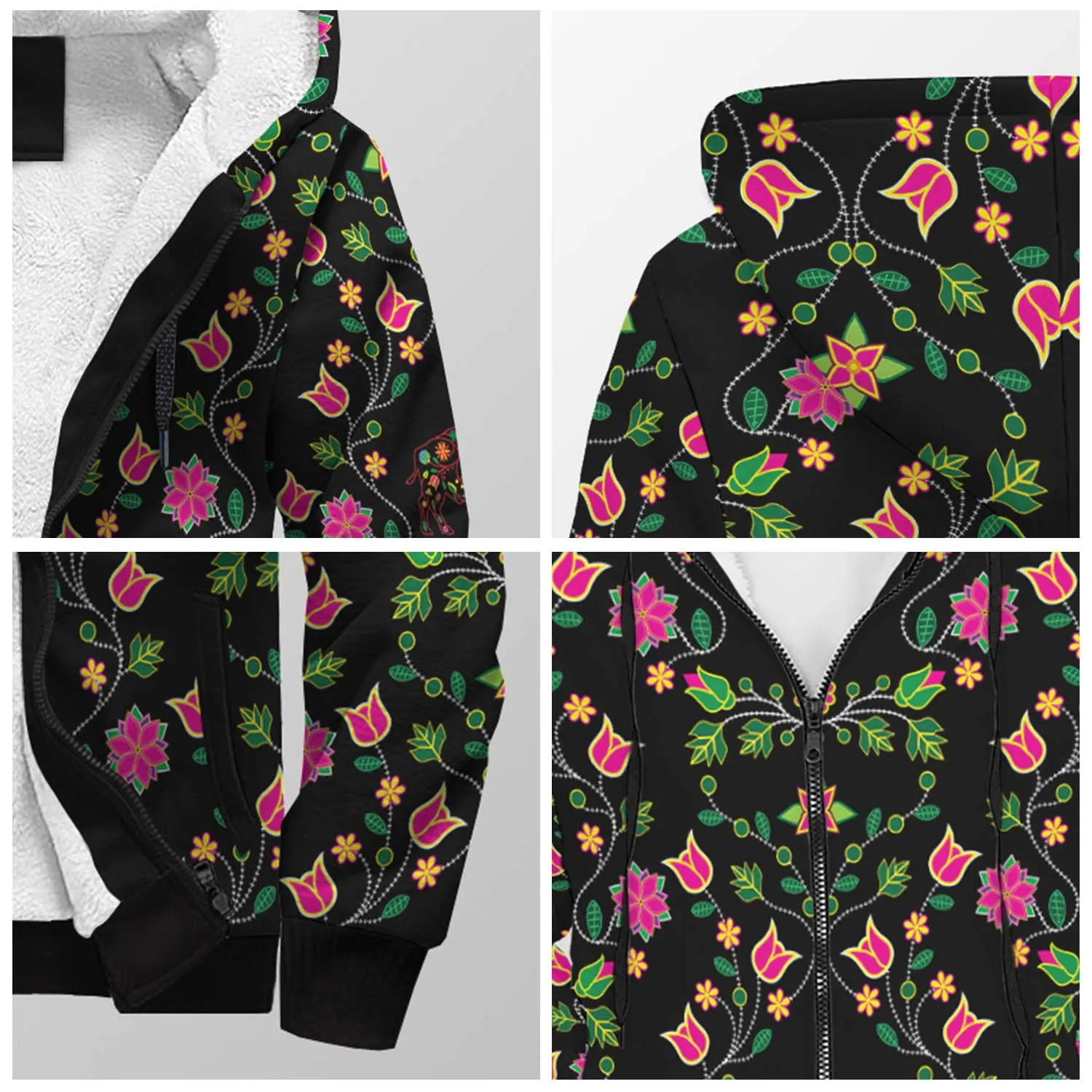 Floral Buffalo Sherpa Hoodie