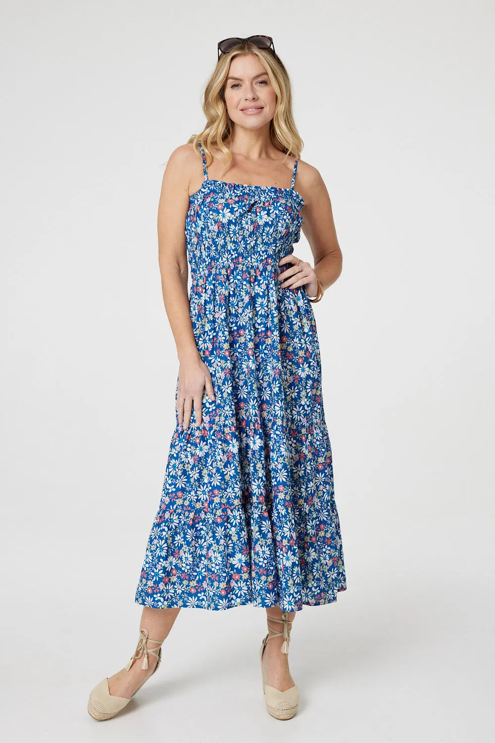 Floral Sleeveless Midi Sun Dress