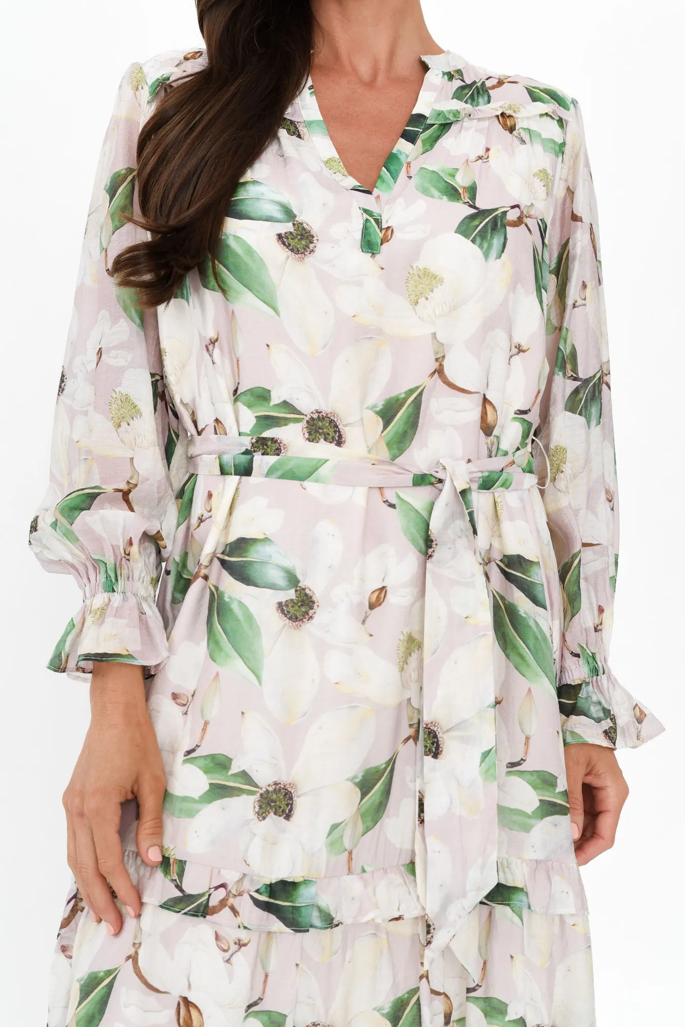 Frances White Floral Frill Dress