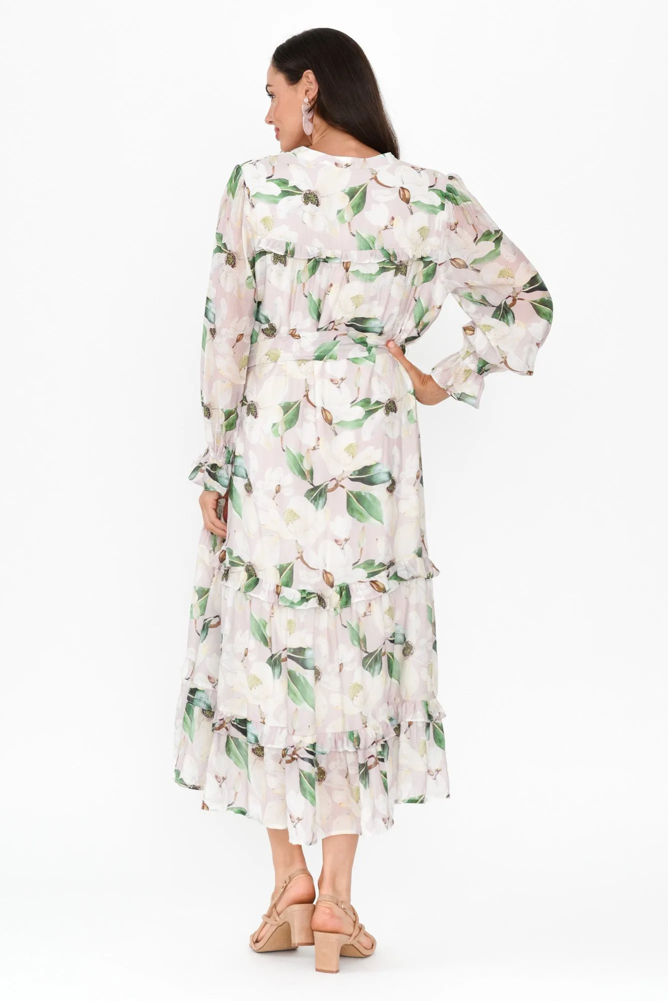 Frances White Floral Frill Dress