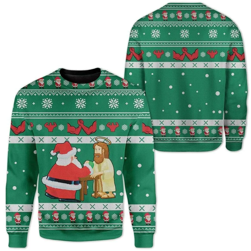 Funny Jesus & Santa Ugly Christmas Sweater For Men & Women - Best Gift For Christian - Christian Shirt