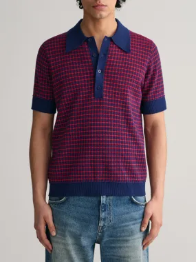 Gant Men Blue Checked Polo Sweater