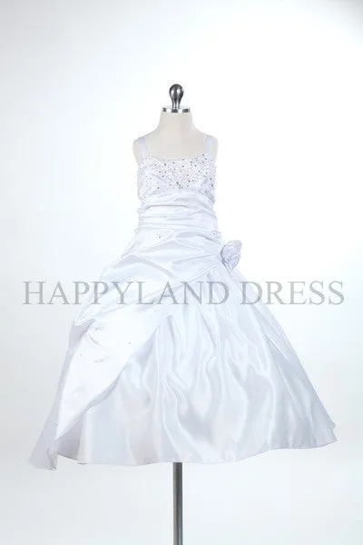 GCM4030 Satin Sparkle Dress (White Only)