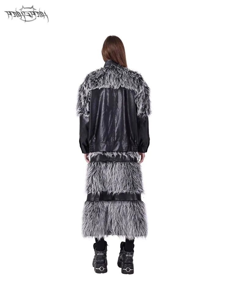 Genderless Black Silver Future Y2K Fur Fur Coat【s0000004826】